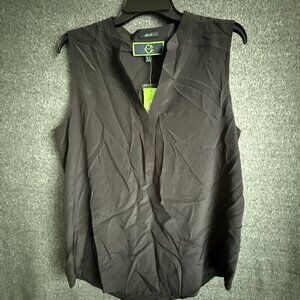 Classic C Wonder New 100% Silk Black Sleeveless V-Neck Tunic Sz XL